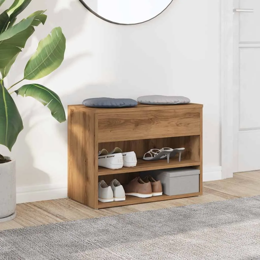 vidaXL Shoe Bench Artisan Oak 60x30x45 cm Engineered Wood