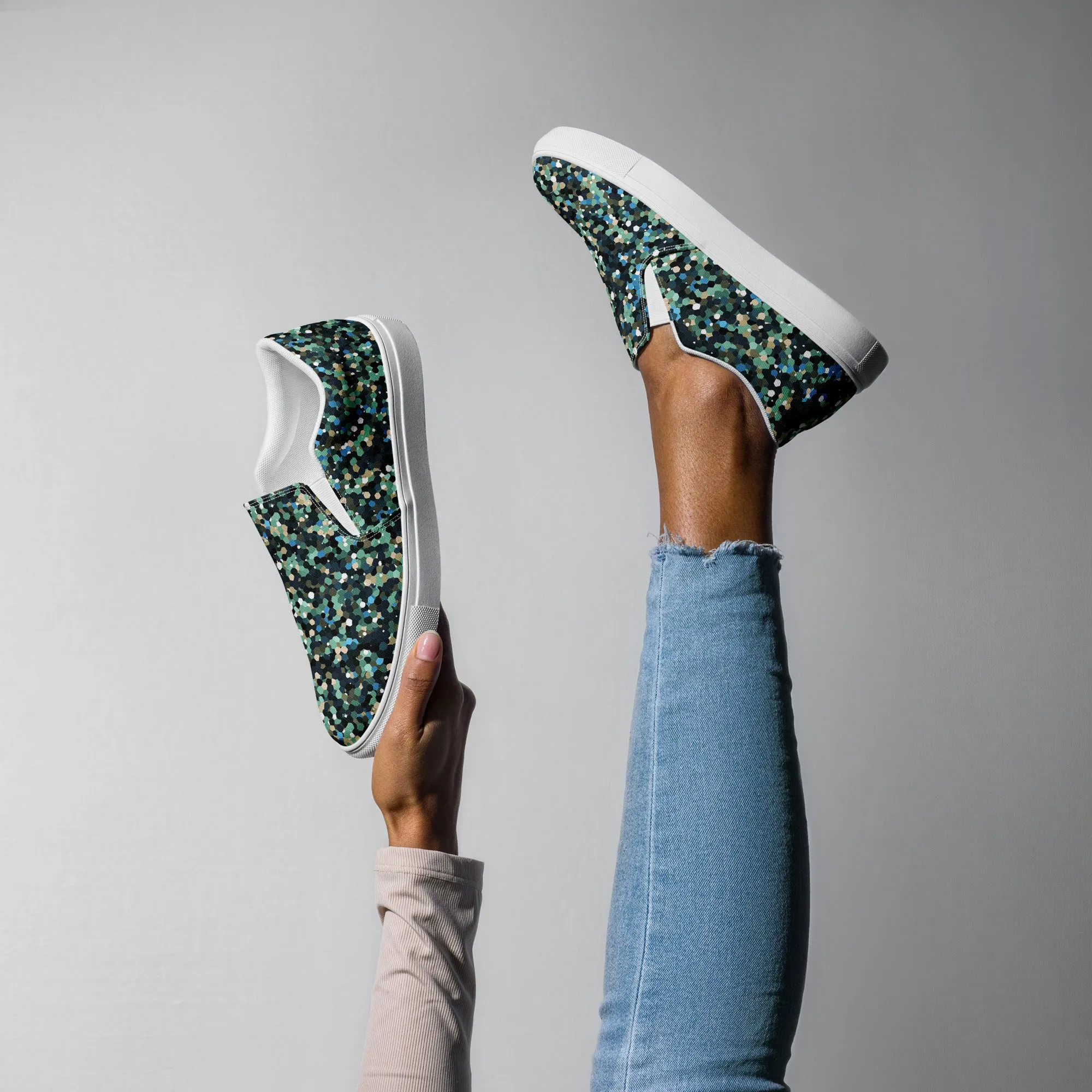 Women’s Abstract Camo Design slip-on canvas shoes, Women's Summer Casual Shoes