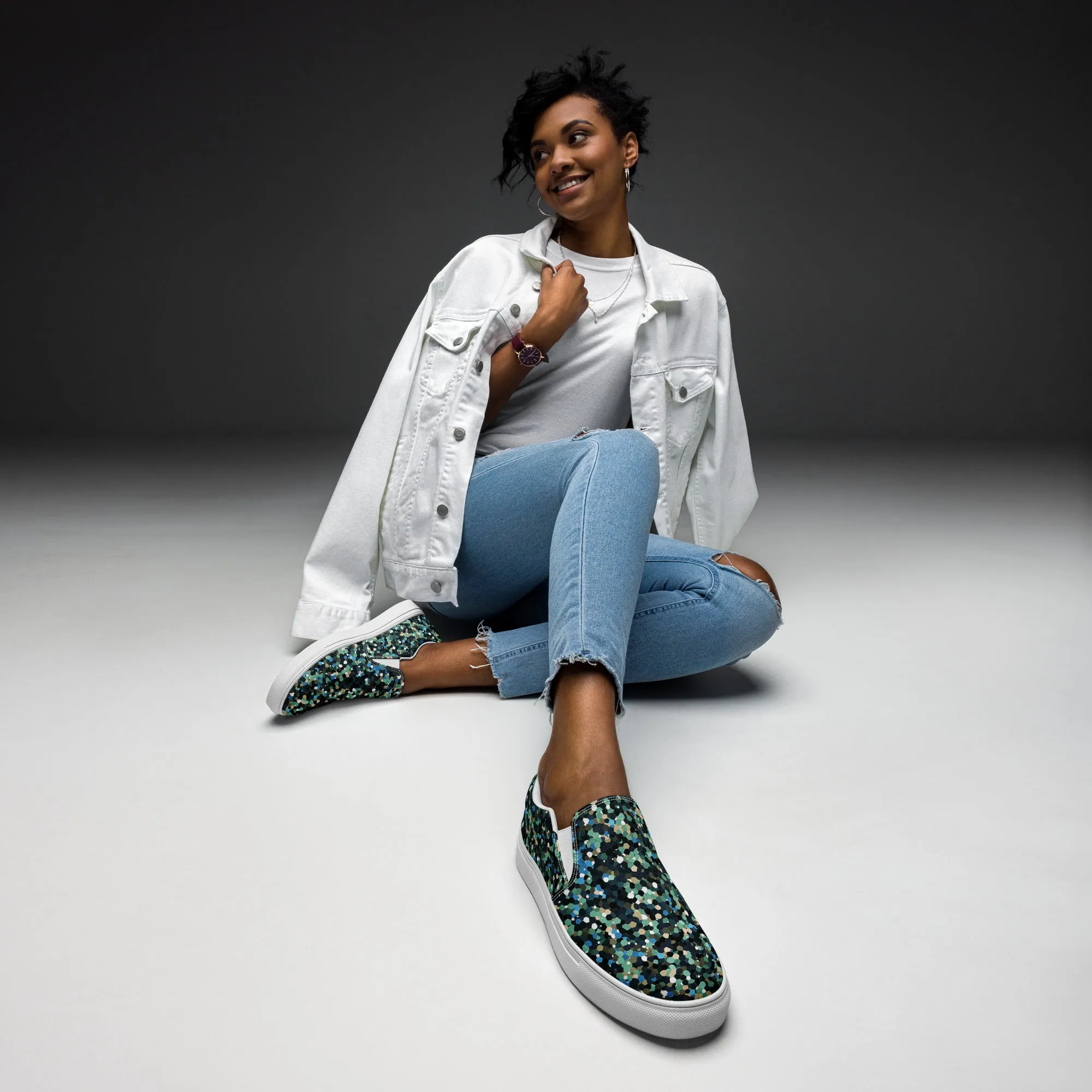 Women’s Abstract Camo Design slip-on canvas shoes, Women's Summer Casual Shoes
