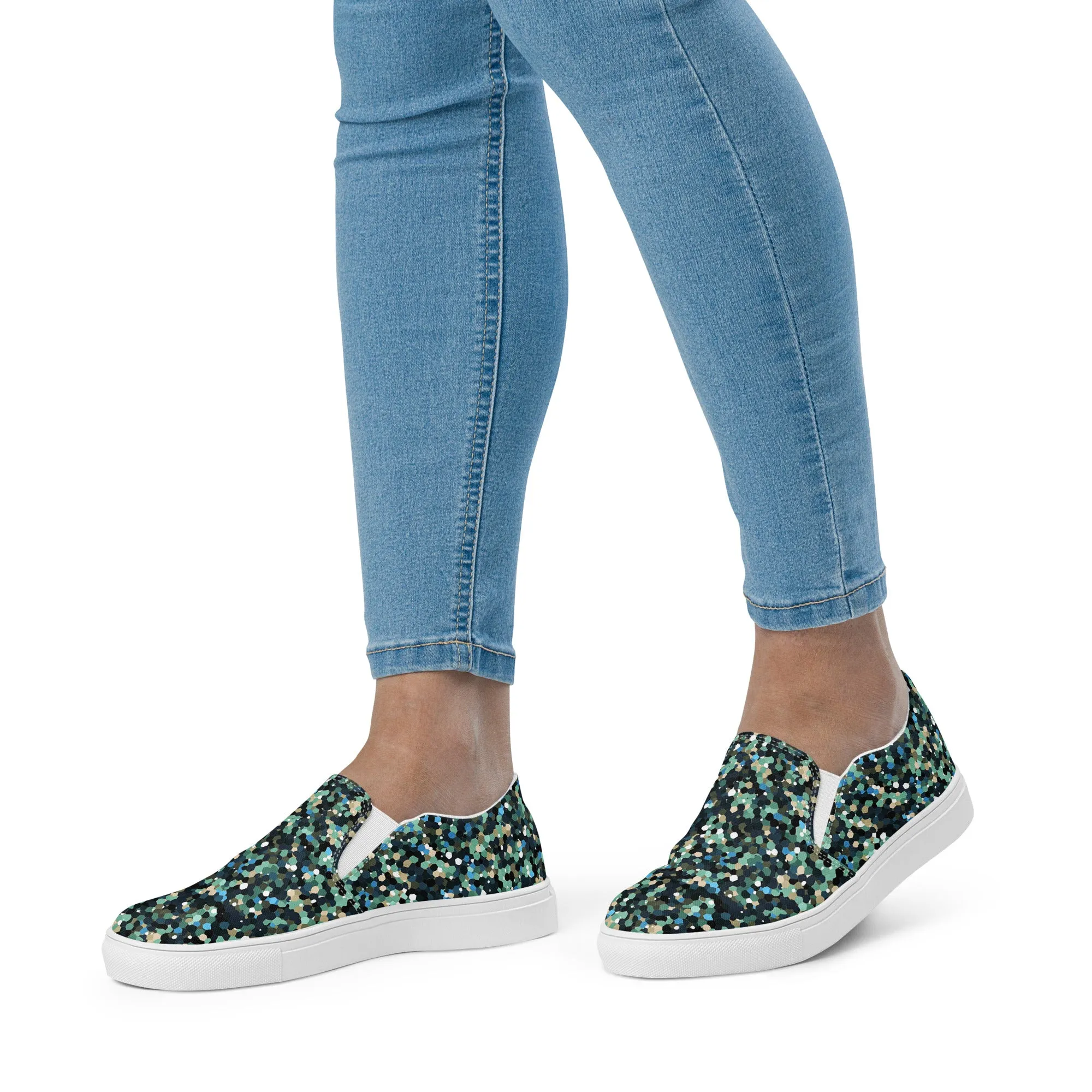 Women’s Abstract Camo Design slip-on canvas shoes, Women's Summer Casual Shoes