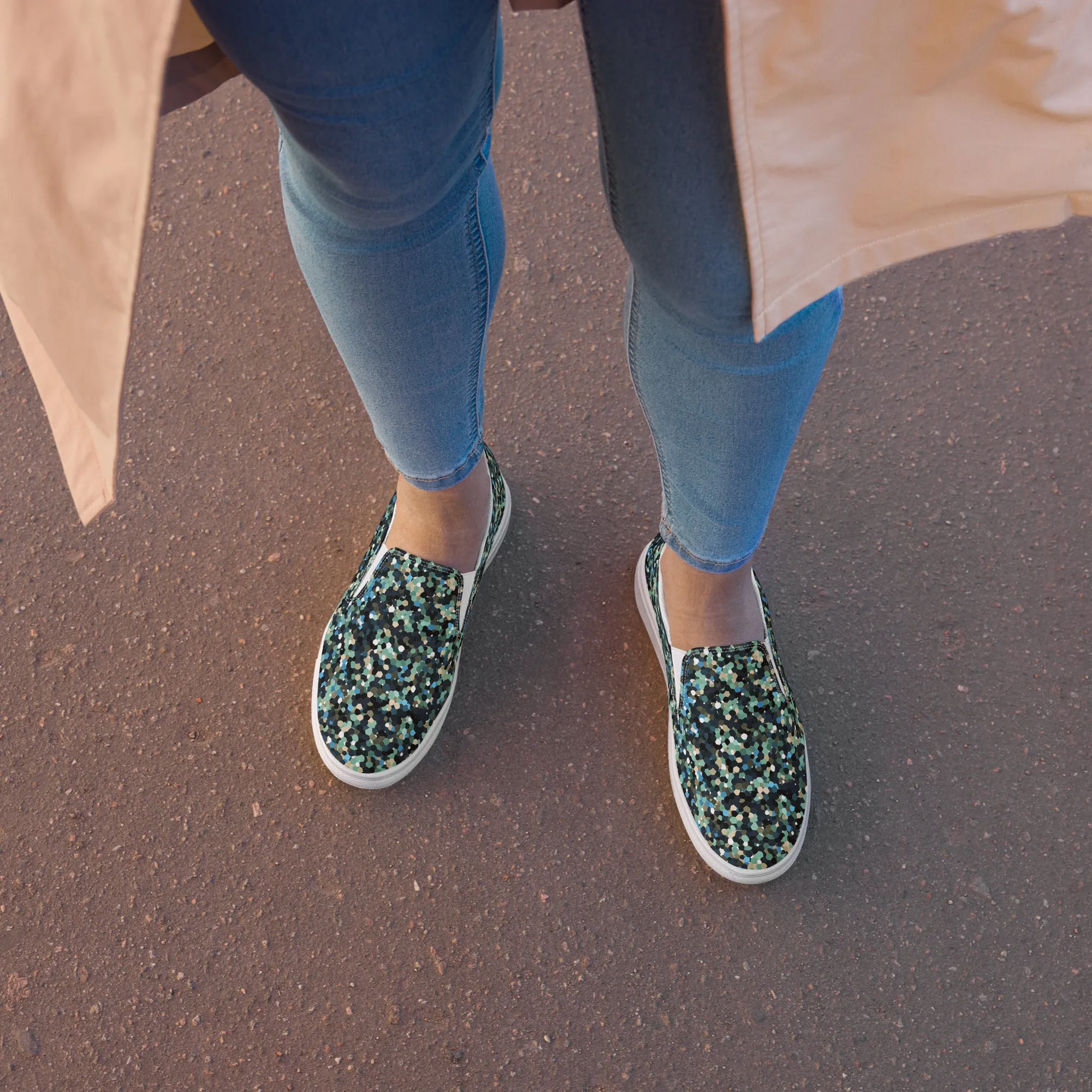 Women’s Abstract Camo Design slip-on canvas shoes, Women's Summer Casual Shoes